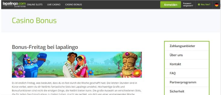 Screenshot vom Lapalingo Casino